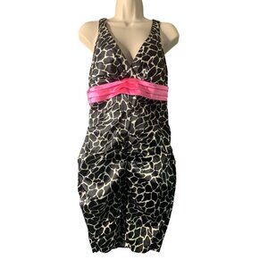 BSmart B Smart Vintage Womens Size 11 12 y2k Dress Halter Zebra Print Pink Waist